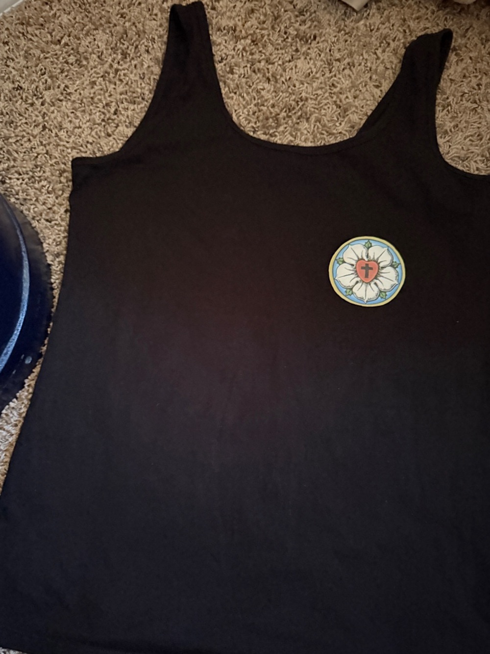 Maurice’s Black Tank Top with Colorful Floral Heart Patch